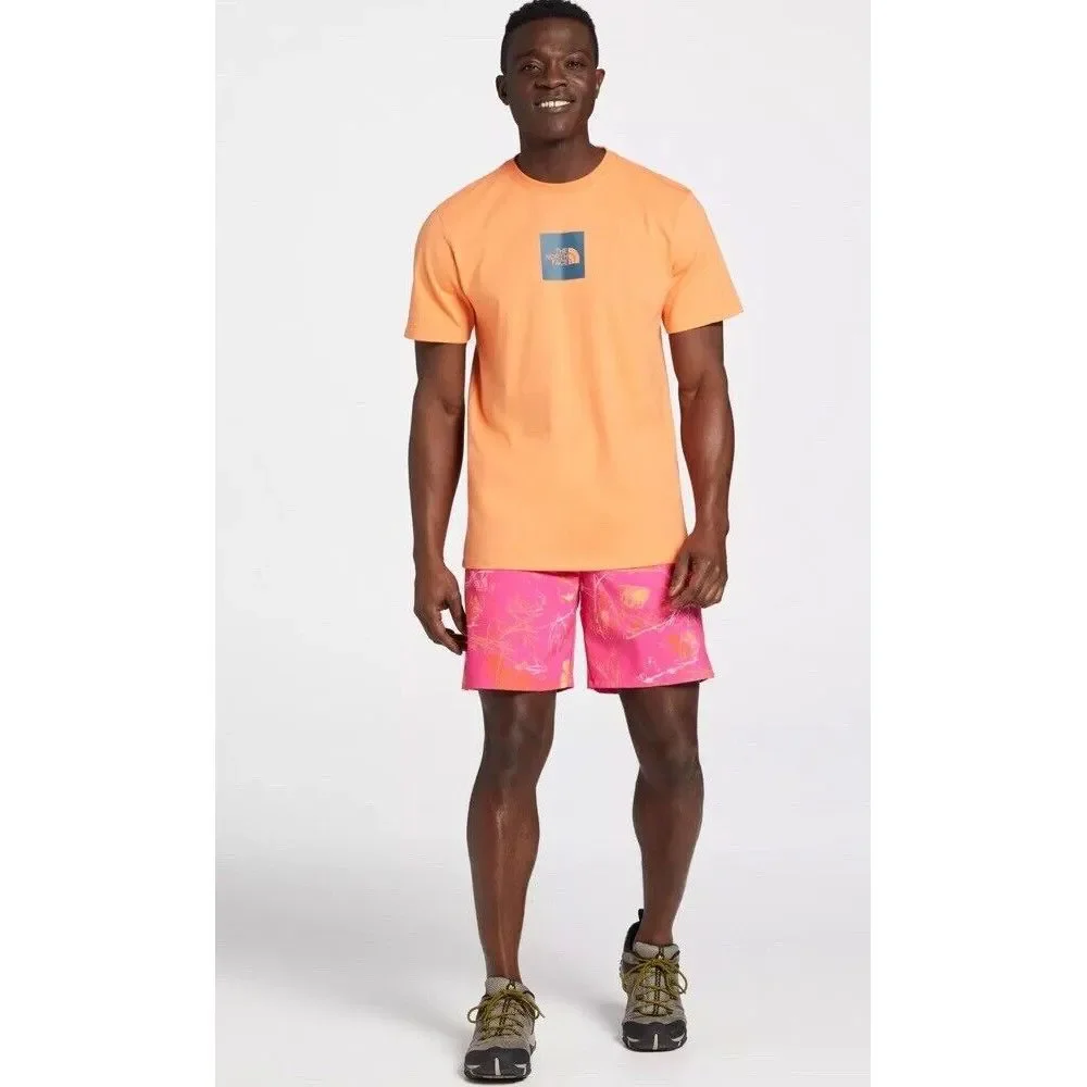 NEW The North Face Wander Shorts Men's XXL Pink Glo Print Swim Trunks Zip Pocket